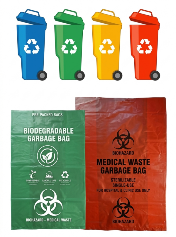 Colour with Print Reprocess Garbage Bag ( Red /Blue/Green/Yellow ) 25 x 30